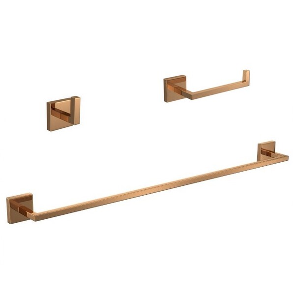 Kit Acessórios Para Banheiro 03 Peças Clean Red Gold Deca