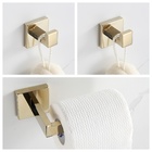 Kit Acessórios Para Banheiro 3 Peças Dourado Brilhante