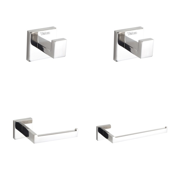 Kit Acessórios Para Banheiro 4 Peças Elegantes Aço Inoxidável