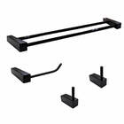Kit Acessórios Para Banheiro 4 Peças Toalheiro Duplo Preto 85
