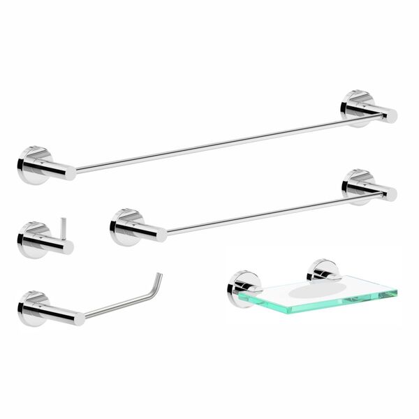 Kit Acessórios Para Banheiro 5 Peças Escovado Atenas