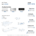Kit Acessórios Para Banheiro 5 Peças Metal Escovado 2102OR Or