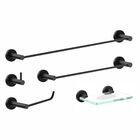 Kit Acessórios Para Banheiro 5 Peças Preto Fosco Atenas