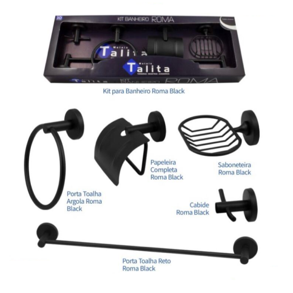 Kit Acessórios Para Banheiro 5 Peças Roma