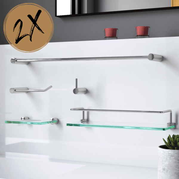 Kit Acessórios Para Banheiro (2 Kits) 10 Peças Slim 502ls2