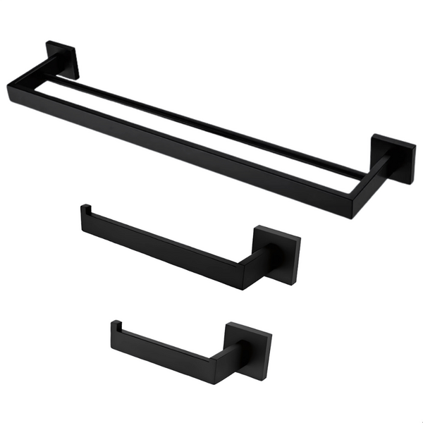 Kit Acessórios Para Banheiro Aço Inox 3 Peças Luxo Black