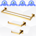 Kit Acessórios Para Banheiro Aço Inox 3 Peças Luxo Cromado