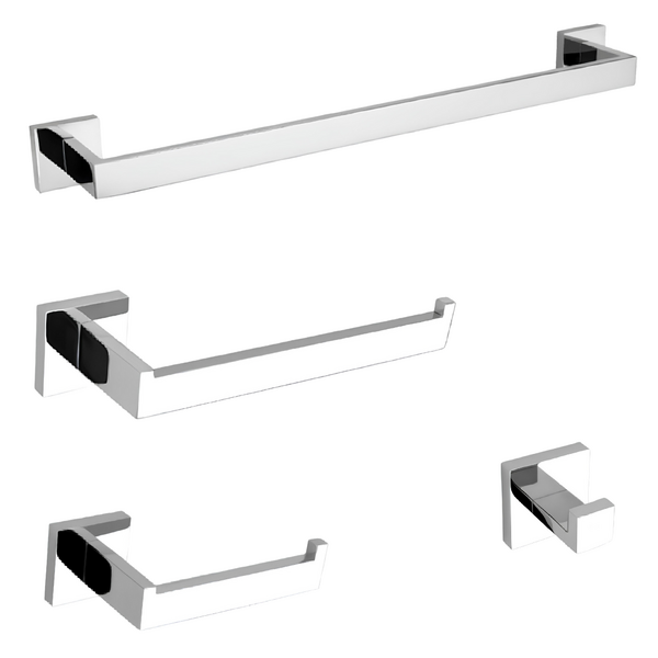 Kit Acessórios Para Banheiro Aço Inox 4 Peças - Cromado