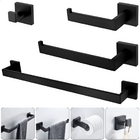 Kit Acessórios Para Banheiro Aço Inox 4 Peças Luxo Preto Fosco