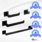 Kit Acessórios Para Banheiro Aço Inox 4 Peças Luxo Preto Fosco