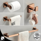 Kit Acessórios Para Banheiro Aço Inox 4 Peças Luxo Rose Gold