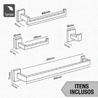 Kit Acessórios Para Banheiro Aço Inox 4 Peças Luxo Rose Gold