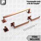 Kit Acessórios Para Banheiro Aço Inox 4 Peças Luxo Rose Gold