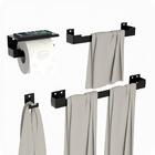 Kit Acessórios Para Banheiro Com Adesivo 4 Peças Preto Elg