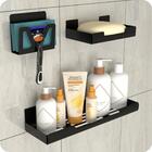 Kit Acessórios Para Banheiro Com Adesivo 7 Peças Preto Elg