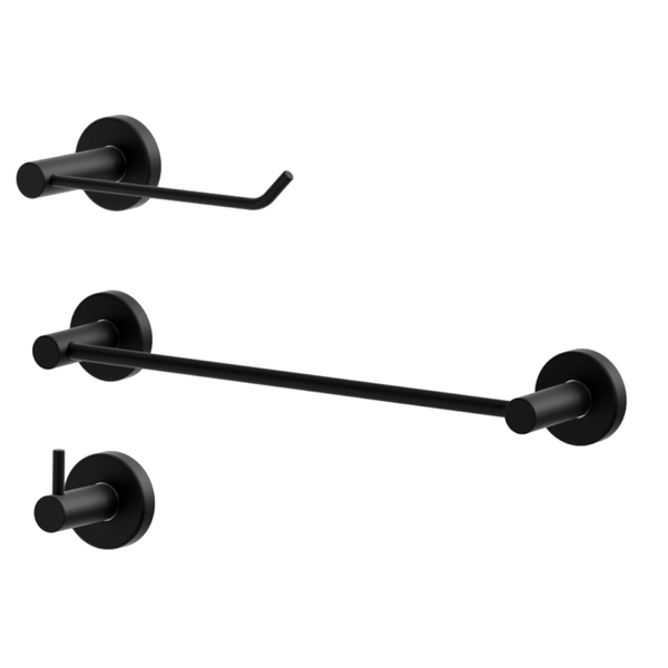 Kit Acessórios Para Banheiro Com Papeleira Preta Fosca