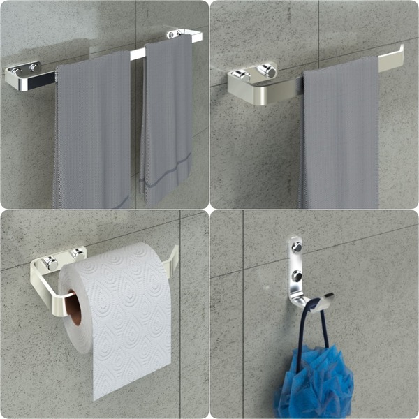 Kit Acessórios Para Banheiro Cromado 4 Peças Plus