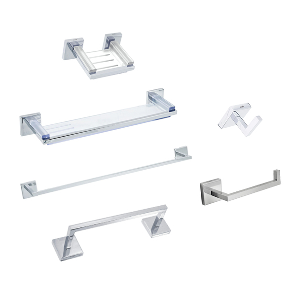 Kit Acessórios para Banheiro Cromado Clean