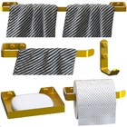 Kit Acessórios Para Banheiro Dourado 5 Peças Plus