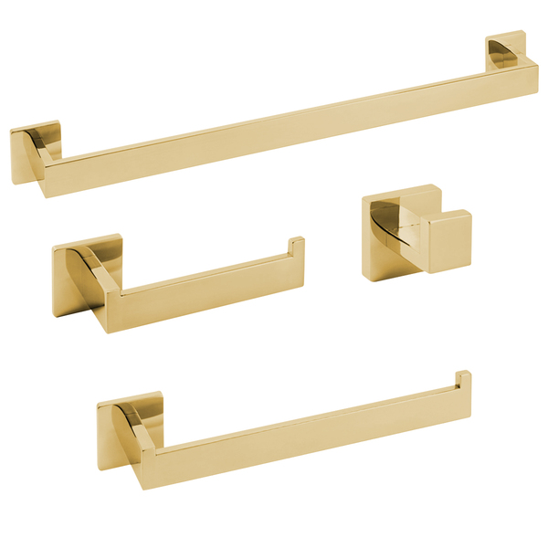 Kit Acessórios Para Banheiro Inox Premium Dourado Brilhante 4