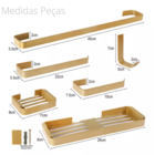 Kit Acessórios Para Banheiro Lavabo 6 Peças Alumínio-dourado