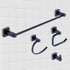 Kit Acessórios Para Banheiro Lavabo Preto 4 Peças Inox Fosco