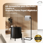 Kit Acessórios Para Banheiro Lixeira E Suporte Porta Papel Hi