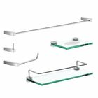 Kit Acessórios Para Banheiro Prata com Prateleira Troia