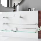 Kit Acessórios Para Banheiro Prata com Prateleira Troia