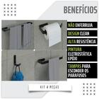 Kit Acessórios Para Banheiro Preto Fosco 4 Peças