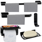 Kit Acessórios Para Banheiro Preto Fosco 5 Peças Zmt