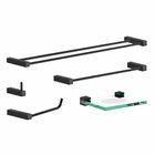 Kit Acessórios para Banheiro Preto Fosco Duplo 5 Peças 2090 T