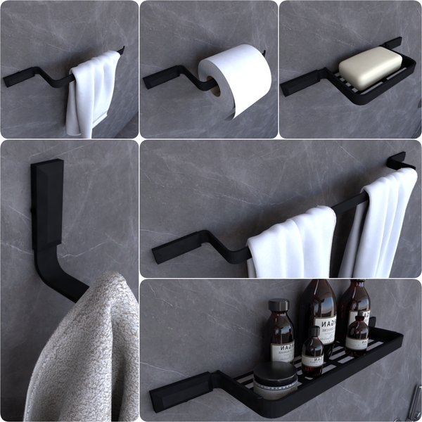 Kit Acessórios Para Banheiro Preto Fosco Empire 6 Peças