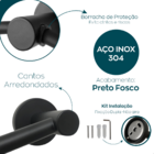 Kit Acessórios Para Banheiro Preto Fosco Inox 304 4 Peças Sup