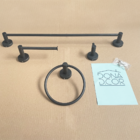 Kit Acessórios Para Banheiro Preto Fosco Inox 304 4 Peças Sup