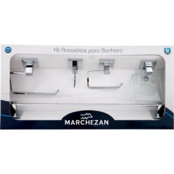 Kit Acessórios Para Banheiro Quadra Com 5 Peças 96000 Marchez