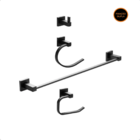 Kit Acessórios Para Lavatório Metal Inox 4 Peças Preto Bidê L