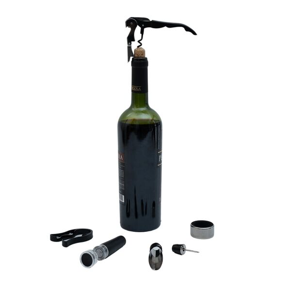 Kit Acessórios Para Vinho 5 Pçs - Mozcada Preto U