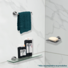 Kit Acessórios Porta Shampo Vidro Saboneteira Toalheiro 60cm