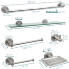 Kit Acessórios Porta Shampo Vidro Saboneteira Toalheiro 60cm