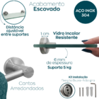 Kit Acessórios Porta Shampo Vidro Saboneteira Toalheiro 60cm