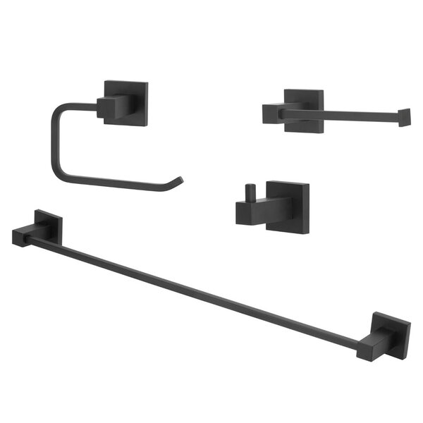 Kit Acessórios Quadrado Banheiro Preto/black Fosco 4 Peças