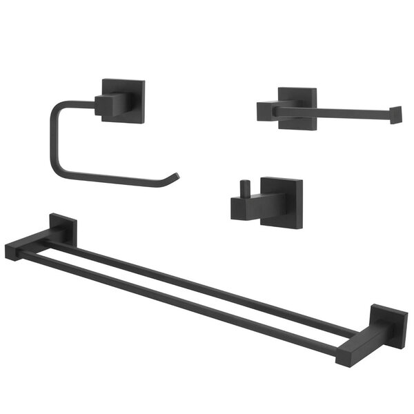 Kit Acessórios Quadrado Banheiro Preto/black Fosco 4 Peças