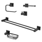 Kit Acessórios Quadrado Banheiro Preto/black Fosco 5 Peças