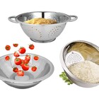 Kit Aço Inox 3 Peças Escorredor De Macarrão, Arroz E Saladeir