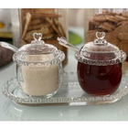 Kit Açucareiro + Meleira + Travessa Lyor Cristal Mesa Posta