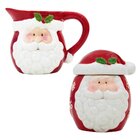 Kit Açucareiro E Leiteira Enfeite Natalino Papai Noel Cerâmic