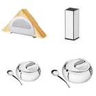 Kit Acucareiro Farinheira Paliteiro Porta Guardanapo Aço Inox