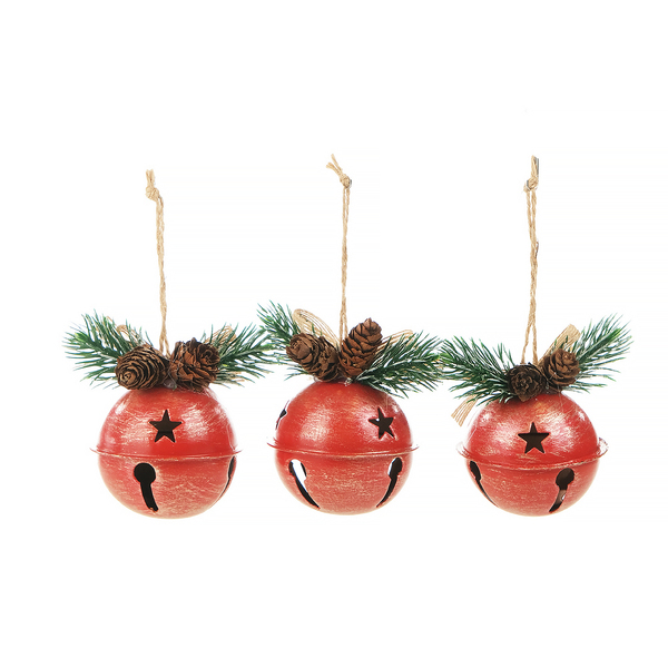 Kit Adorno De Natal Metal Vermelho Cromus 7x9cm 3 Unidades