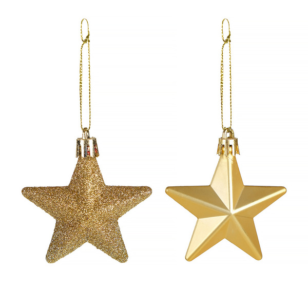 Kit Adorno De Natal Plástico Dourado Cromus 6x6,5cm 12 Unidades